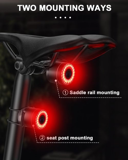 EQIIO Smart Bike Tail Light Brake Sensing Rear Lights, Bike Lights for Night Riding Rechargeable Auto On/Off, Ultra Bright Bicycle Light Waterproof, LED Cycling Safety Warning Taillight Accessories
