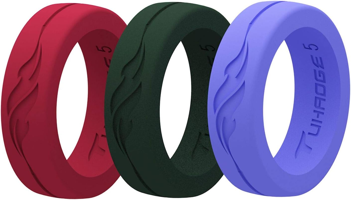 Tuhaoge Women's Silicone Wedding Ring - Silicone Rubber Wedding Bands - Representing Freedom & Dreams