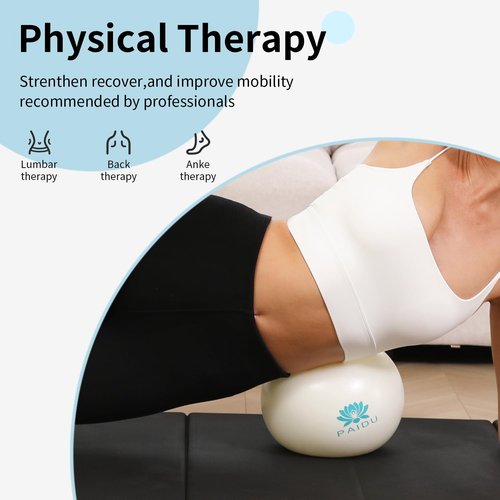 PAIDU Pilates Ball 10-inch Core, Anti-Explosion and Anti-Slip Mini Yoga Balls, Suitable for Pilates, Yoga, Core Training, Physical Therapy, Balance, Stability, Stretching Exercises (White)