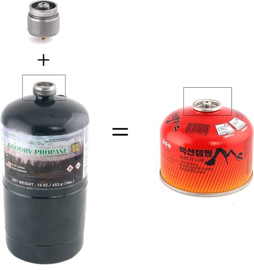 CAMPINGMOON 1lb Propane Tank Adapter Mapp Convert to En417 Lindal Valve for Camping Stove