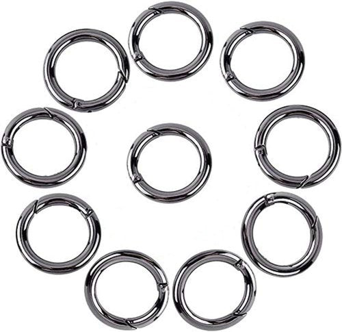 20 Pieces Carabiners Rings - Zinc Alloy Round Carabiner Loaded Gate Clips Spring Snap Hook Locking Carabiners Keychain Keyring Buckle Gun Grey