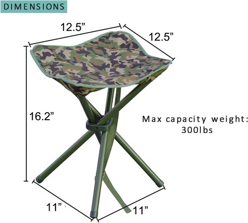 JSHANMEI Camping Stool Portable Folding Stool for Outdoor Hiking Fishing Travel Deluxe 4 Leg, Support 300 lbs