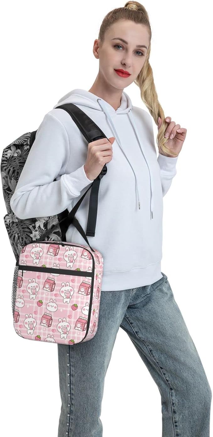 Bunny Milk Lunch Box Reusable Insulated Lunch Bag Thermal Cooler Tote For Boys Girls Teen School Men Women Picnic Travel Hiking