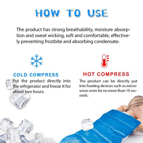 Ice Cooling Mat, Gel Cooling Cold Mat Pain Relief, Injuries Mesh Fabric Hot Cold Therapy Pack for Back, Shoulder, Knee (19×35in)