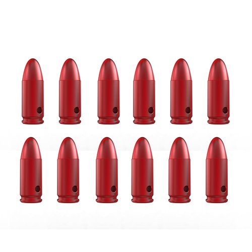 CTPAUITF Training Snap Caps Dummy Rounds, Durable CNC-Machined Aluminum Alloy Safe for Handling Drills & Dry Fire Practice, Ideal for Shooting Skill Training. (9mm-red(12 Rounds))