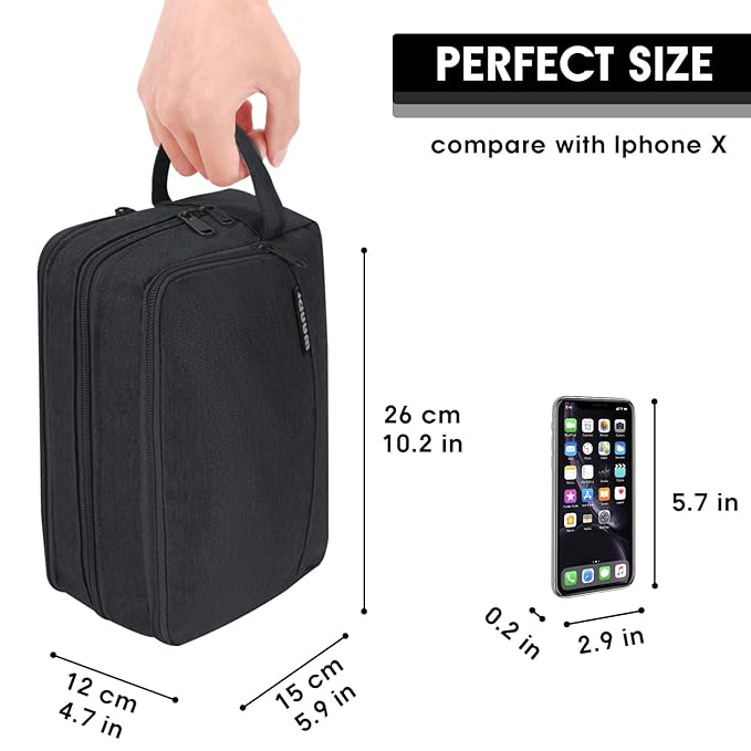 Toiletry Bag for Men Hanging Dopp Kit Water Resistant Shaving Bag Small Toiletry Bag for Traveling (Denim Pure Black)