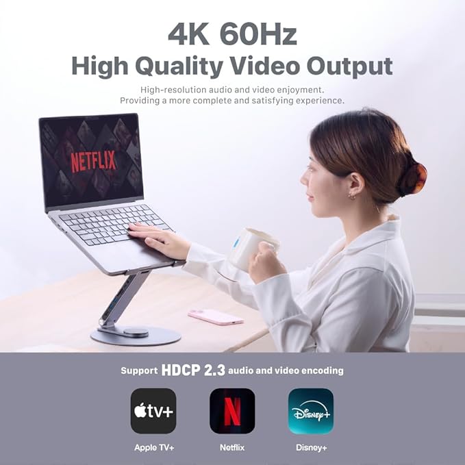 ADAM elements USB-C Stand 360 / Docking Station- HUB 360 USB-C 8-in-1 Aluminum Stand Hub for MacBook, iPad & Laptop Series