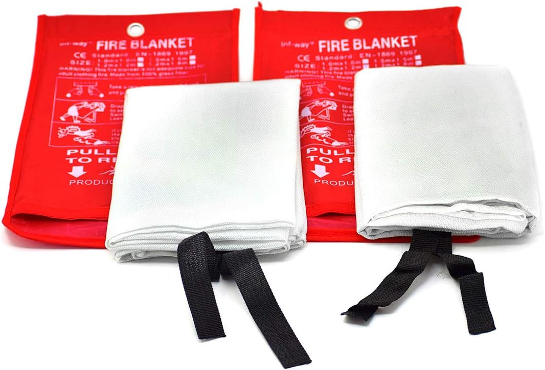Parcil Safety PD-452 Emergency Fire Blanket (Pack of 2) Car Emergency Kit Fire Extinguisher for Home & Kitchen, Woven Fiberglass Household Essentials, Chemical Free, No Mess, Large