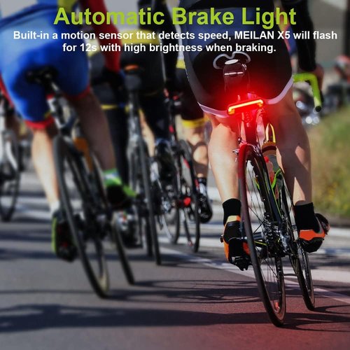 MEILAN X5 Smart Bike Tail Light with Turn Signals and Automatic Brake Light Wireless Remote Control Bike Rear Light Back USB Rechargeable Safety Warning Cycling Light Fits on Any Road Bicycle