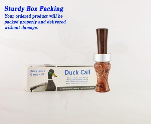 Duck Call Realistic Sound Mallard Duck Call, Resin Casting with Double Reed Poly Insert Teal Hen Duck Call, Easy to Blow Hunting Waterfowl Duck Game Call Multi Scale Finish Lanyard Accessory
