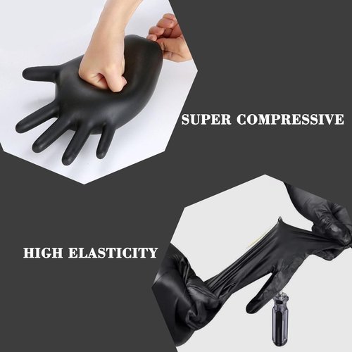 60 Pairs Field Dressing Gloves Deer Gutting Hunting Cleaning Mittens Accessory Kit Include Disposable Arm Gloves and Short Nitrile Gloves Combo with Rubber Bands Black Orange