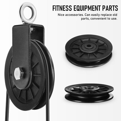 Vaguelly 3Pcs Fitness Pulley Wheel Lightweight Gym Pulley for Easy Replacement Maintenance Black Fitness Equipment Accessories for Home Gym