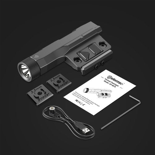 DEFENTAC 2400lm Aluminum Flashlight is Compatible with Picatinny/Mlok Rail for Rifle, Rechargeable Weapon Light with Strobe/Momentary, with Pressure Pad Switch