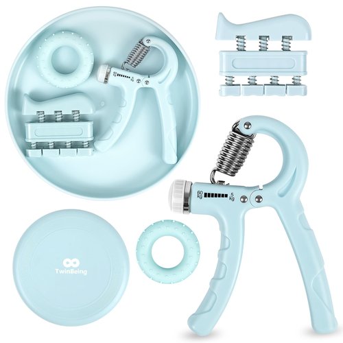 Twinbeing Grip Strengthener Kit & Flying Disc(4 pack) Ideal for Kids, Adults with Adjustable Hand Grip, Finger Exerciser, Hand Strength Ring for Muscle Therapy, Injury Recovery & Stress Relief