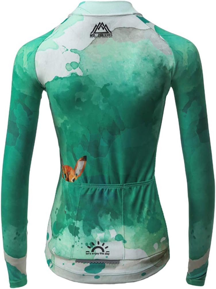 Mysenlan Women's Cycling Long Sleeve Breathable Jersey Set 3D Padded Long Pants Bike Shirt Bicycle Tights Clothing