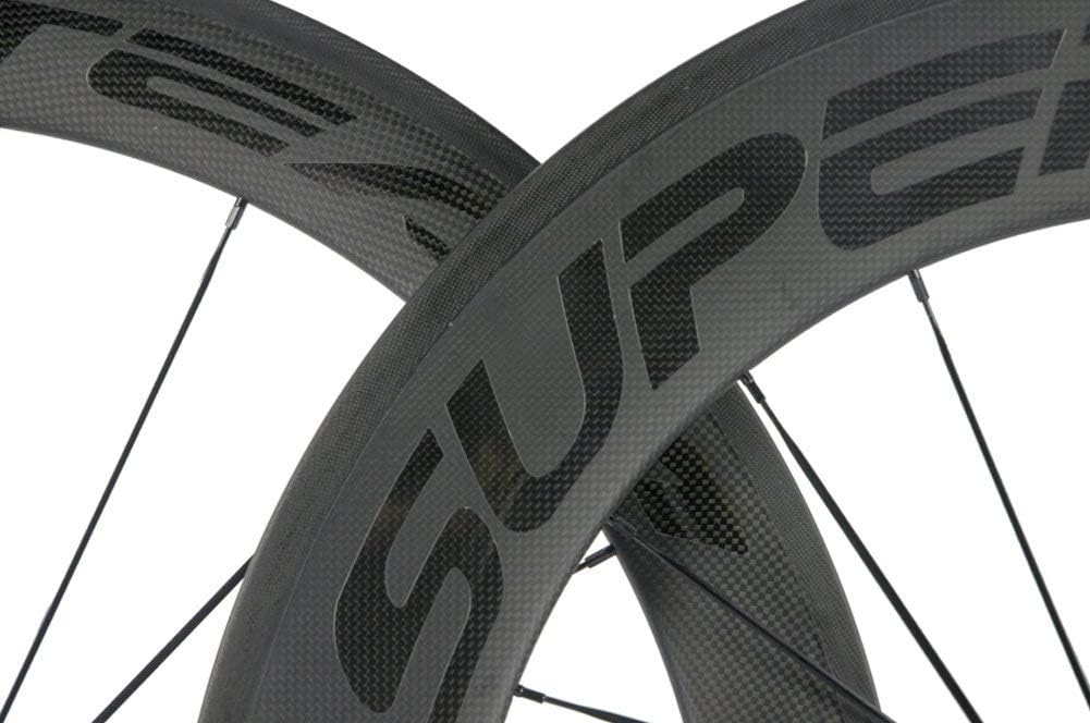 Superteam 700c Carbon Bicycle Wheel Front 60mm Rear 88mm Clincher Wheelset with Transparent Decal