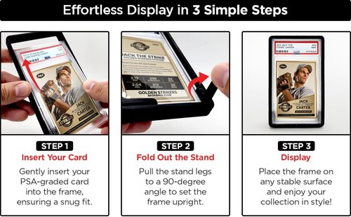 Graded Trading Card Frame Display with Folding Stand | Fits PSA | 10 Pack (Black) | Secure Fit Protection | Easy Storage | Display & Protect Your Cards