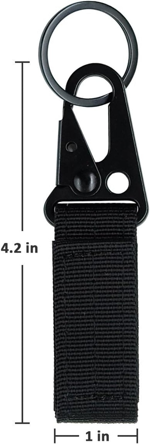 FAIRWIN Tactical Gear Clip, Nylon Key Ring Holder or Belt Keeper Military Utility Hanger Carabiner Molle Hook, Black, Tan, Green