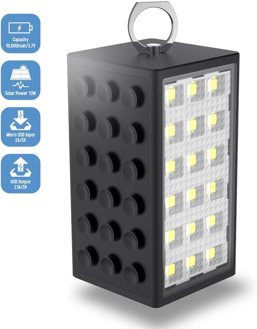 BigBlue 3 in 1 Car Emergency Light Emergency Waterproof Camping LED Light 10600mAh Solar Panel Charger with 18 LED Lights Great for Outdoor Activities