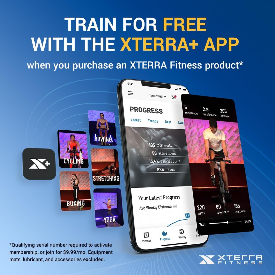 XTERRA Fitness Sport Series Premium Folding Smart Treadmill, Handlebar Speed and Incline Controls, Large XTRASoft Cushioned Running Deck, Built-in FTMS-Enabled Bluetooth with XTERRA+ Fitness App
