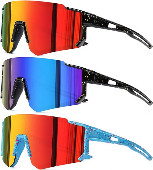 AWGSEE 3 Pack Kids Baseball Sunglasses Youth Sports Football Softball Sunglasses for Girls Boys UV400 Protection