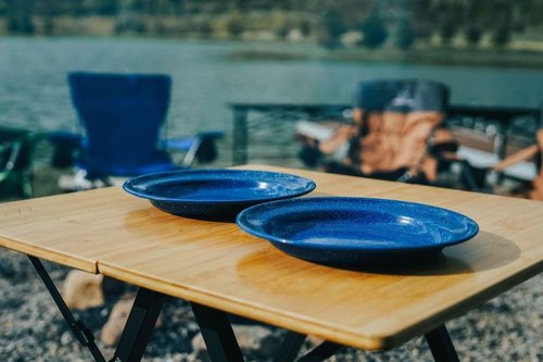 MOUNTAIN SUMMIT GEAR Foldable Bamboo Patio Table for Indoor/Outdoor Use (Made by Caddis Sports)