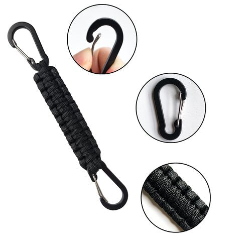 Snnshun 5-Pcs Paracord Keychain,Keychain with D-ring carabiner,Braided Umbrella Rope Key chain,Dangling Key Lanyard (black)
