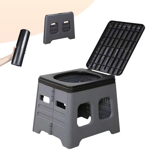 Portable Camping Toilet for Adults - Portable Folding Toilet with Lid,Travel Portable Potty for Adults,Porta Potty Car Toilet,Grey