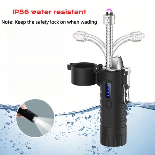 NINSI Electric Lighter, Flexible Neck Plasma Arc Lighter, USB C Rechargeable Lighters, Windproof and Waterproof Lighters with Flashlight for Candles, Hiking, Camping, Outdoor Adventure (Orange)