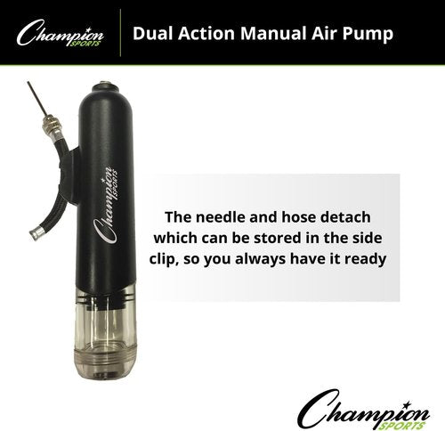 Champion Sports Dual Action Hand Air Pump, Small, Black