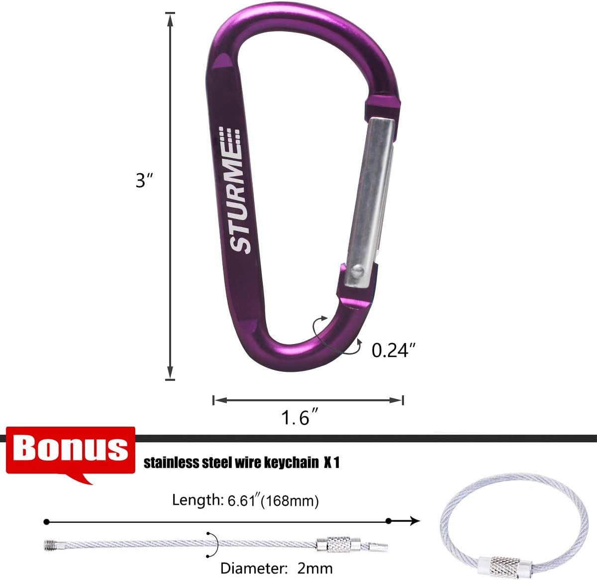 STURME 12pcs Carabiner Clip 3" Small Durable Carabiner Keychain Carabeaner Hooks