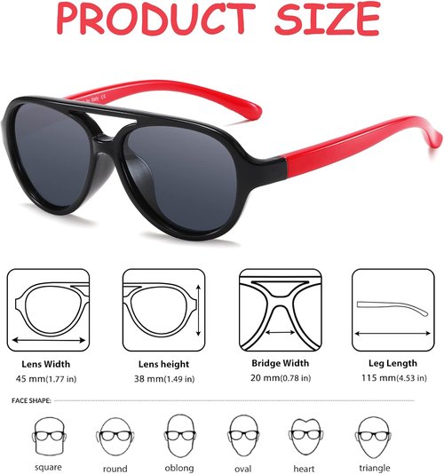 DUCO Polarized Kids Aviator Sunglasses for Boys Girls Flexible Toddler Shades UV Protection Age 3-5 K011