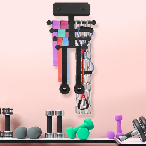 Jurtmy Resistance Rack Band Storage Hanger Gym Equipment Organizer, Multi Purpose Gym Equipment Storage Rack for Home, Chains,Weight Lifting Bands,Gym Accessories