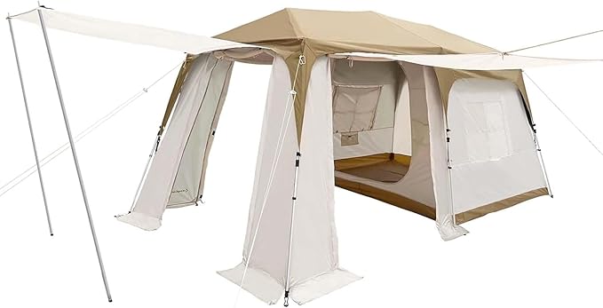 KingCamp Camping Tent 6-8 Person, Weatherproof Hot Tent Large Family Cabin Tents with Stove Jack, Waterproof & Windproof for Family Camping & Outdoor Parties