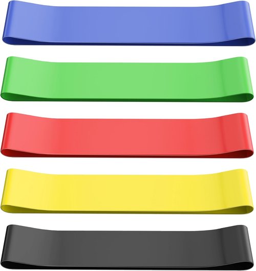 HEETA Resistance Bands and Sliders Sets, 5 Levels Resistance Loops and 2 Packs Double Sided Gliding Discs, Strengthen Core Trainers for Full Body