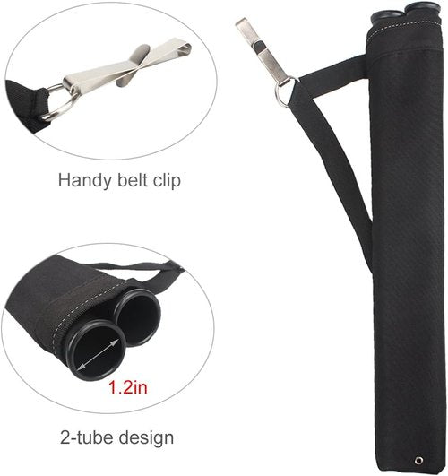 KRATARC Archery 2 Tube Hip Arrow Quiver Waist Hanged Carry Bag with Hook for Target Shooting