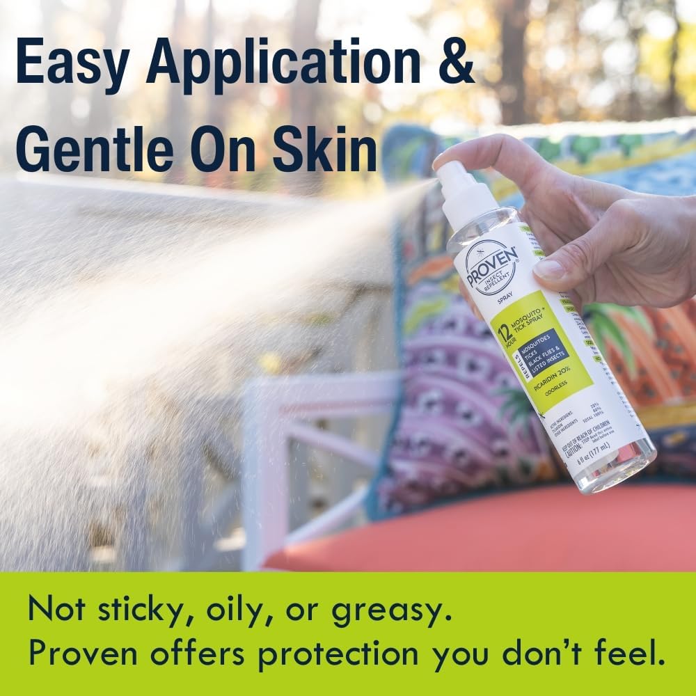 Proven Insect Repellent Spray, Keep Mosquitoes, Ticks and Flies Off, DEET Alternative Repellent, Up to 12-Hour Protection, Great for Camping or Hiking, 6 Ounce, Odorless Spray