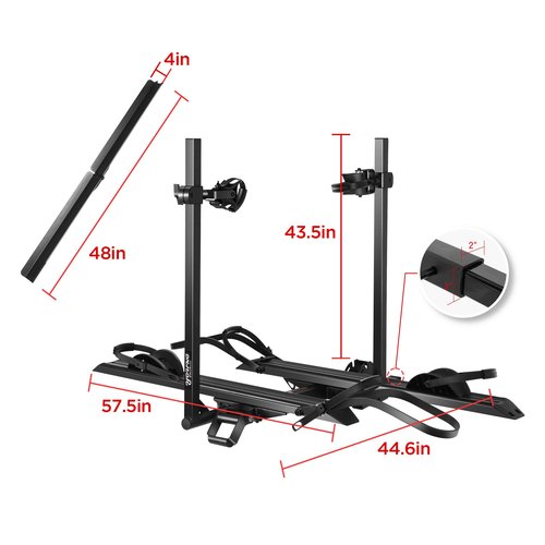 YOUNG ELECTRIC 200LBS EZ-FOLD Aluminum 2-Ebike Carrier with Ramp for Bikes and Electric Bike, Car SUV Truck Van RV and Trailer