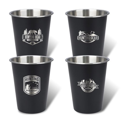 TNYAMI 4pcs Camping Cup - Hunting Theme 12oz Stainless Steel Camping Mug for Outdoor Picnic Hiking Fishing Tumbler