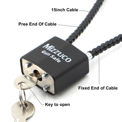 Mizzuco Cable Gun Locks with Keys Simple Operation 8.5" Compatible with Pistols, Handguns, Rifles, and Shotguns, Home and Storage for Firearm Locking and Safety 5PCS