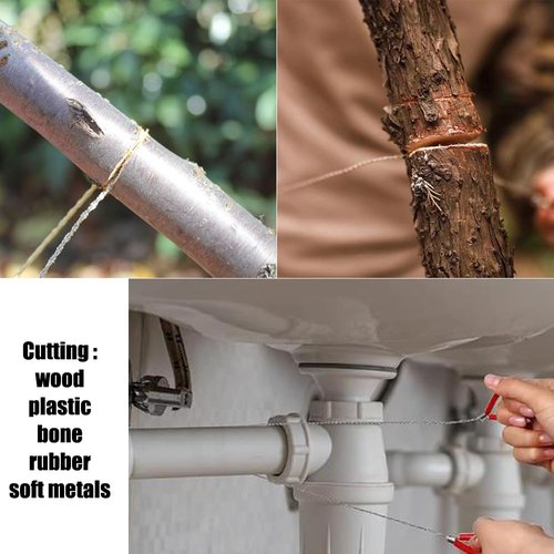 Wire Saw Camping Saw Stainless Steel Cable Saw Hand Pocket String Rope Saw Emergency Survival Outdoor Cutting Tool 5 PCS for Cutting Wood Plastic Hiking Camping Hunting
