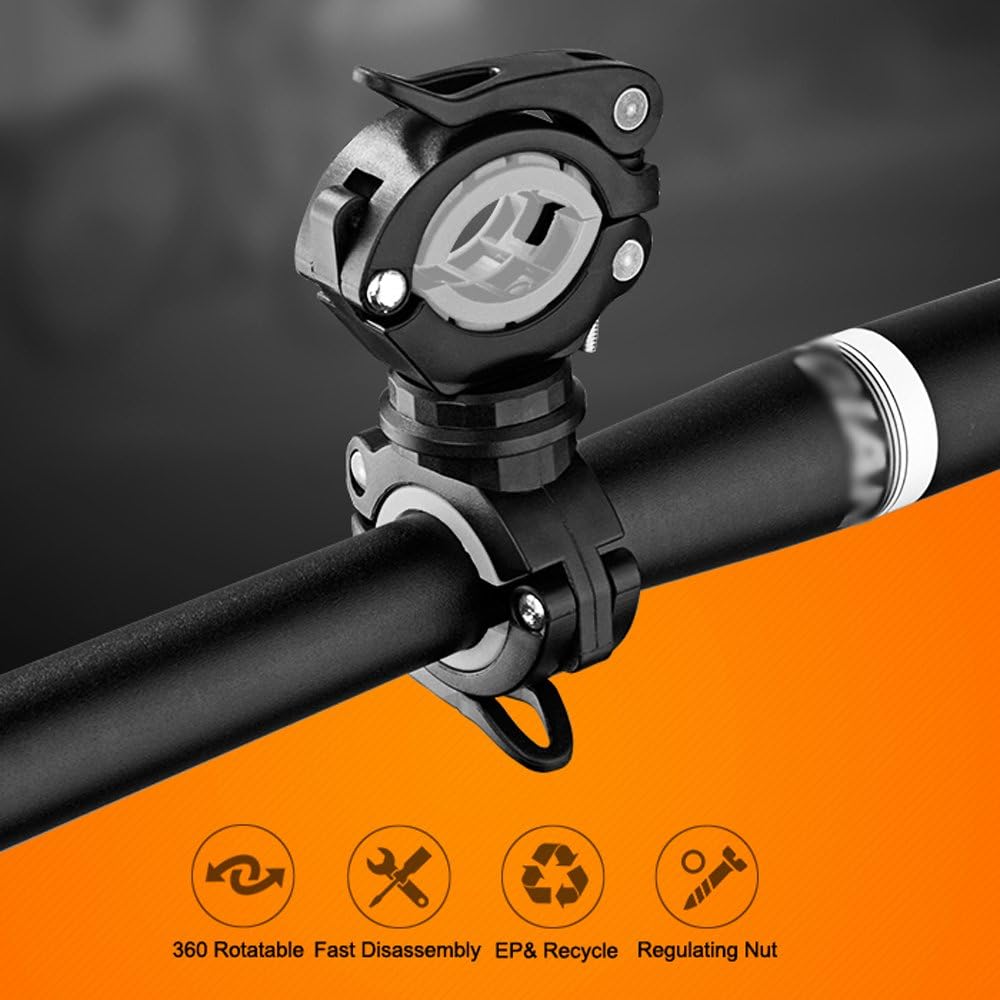 [3 Pack Bike Flashlight Holder, Mount Bicycle Bracket Flashlight Holder Mounting Torch Clip 360 Degree Rotation