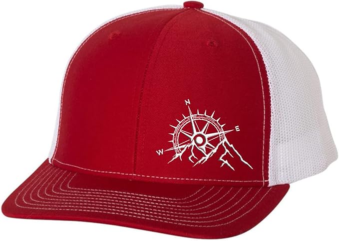 Trenz Shirt Company Men's Outdoors Mountain Scenic Forest Compass Woodland Embroidered Mesh Back Trucker Hat