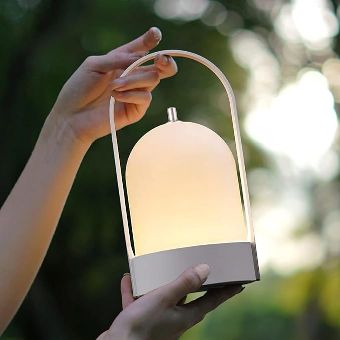 Tubicen Portable LED Cordless Rechargeable Lantern Table Lamp, 4000mAh Powerful Battery Operated Outdoor Table Lamps, 4 Levels Touch Dimmable Night Light for Camping Home Restaurant Bedroom Balcony