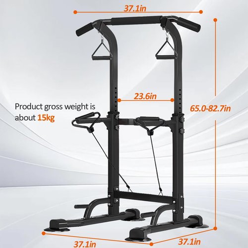 Power Tower Pull Up Dip Stander, Height Adjustable Multi-functional Home Strength Training Gym Equipment, Easy to Install, Durable Home Gym Equipment (black)