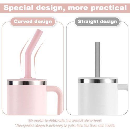 3pcs Press in Straw Replacement for Hydro Flask Travel Tumbler 40/32/28/20oz, BPA Free Reusable Silicone Tumbler Straws for HydroFlask Water Bottle Lid Accessories (Black, Pink and Blue)