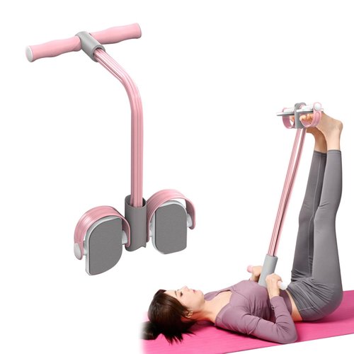 Multifunctional Pedal Puller Resistance Rope, 6 Tube Tension Rope Pull Up Pilate Equipment Yoga Tension Rope Leg Trainer Workout Tool for Full-Body Fitness(Pink)