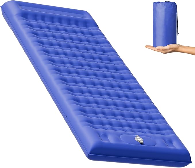 Sleeping Pad 4.7" Extra Thick, Upgraded Reinforced Support Structure with Built-in Foot Pump and Pillows Portable Camping Air Mattress Bed for Tent Backpacking Hiking
