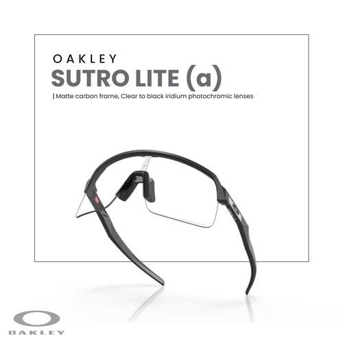 OAKLEY Sutro Lite (a) OO9463A 946318 39MM Matte Carbon/Clear to Black Iridium Photochromic Shield Sunglasses for Men for Women+ Bundle Accessory Leash Kit, Microfiber Pouch