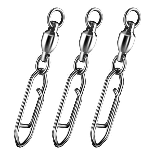 Alwonder 30-Pack Fishing Speed Clips Quick Change Snap Swivels, Ball Bearing Swivel Power Clips Fishing Snap Swivels Freshwater Saltwater Crankbait Popper Lures Quick Snaps Connector Tackle (0+S 33LB)